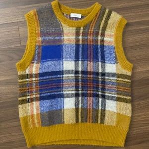 Closed Mohair Check Oversized Vest Tank Top Sz XS